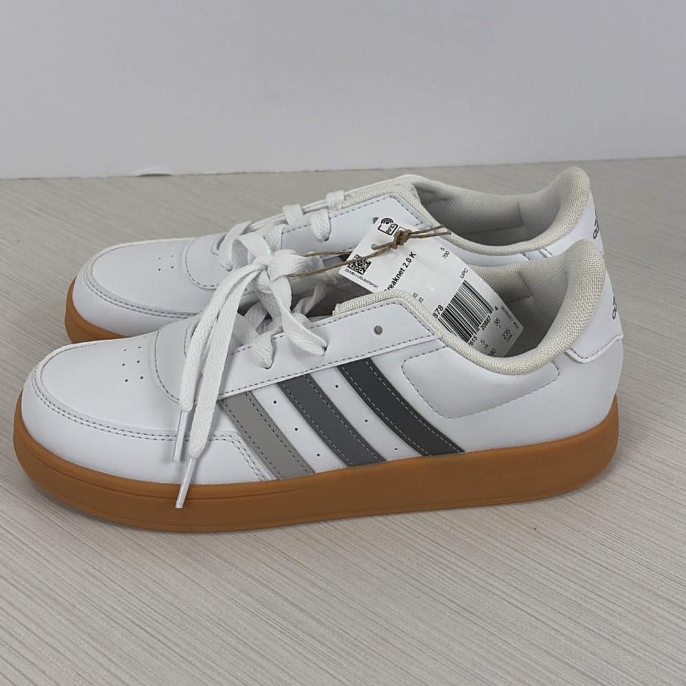 Adidas Breaknet 2.0 K Shoes Sneakers Kids Size 5.5 IH8878 White Gray NEW - Picture 4 of 8